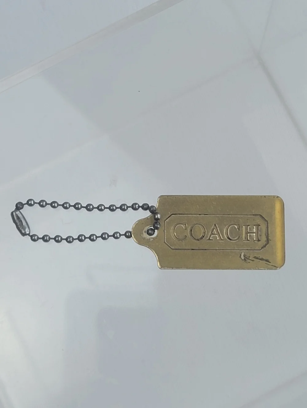 Coach Vintage Antique Brass-Tone Metal Key Chain Tag Fob Charm Hang Tag